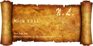 Nick Lili névjegykártya